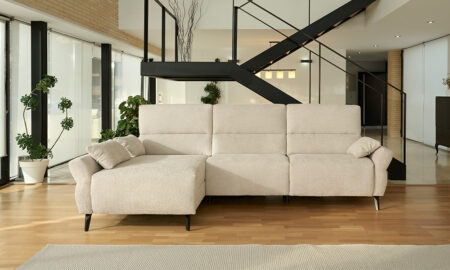 Canapé méridienne coulissante + 2 relax électriques